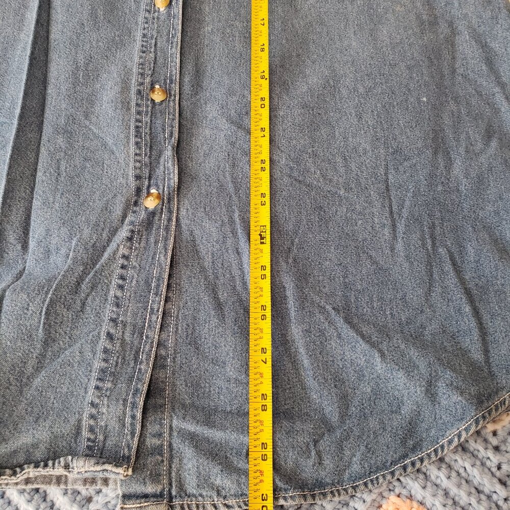 Let's Quizz Again Vintage Embroidered Skiing Bears Denim Shirt - Picture 11 of 11
